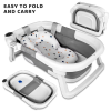 Foldable Baby Bathtub, Baby Bathtub with Soft Cushion and Thermometer, Portable Travel Baby Bathtub