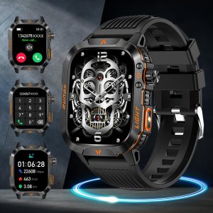 QTLJJBY Men's Smartwatch - 2.02" HD Display, Call & Text Functionality, Camo Design With Altimeter, Barometer, LED Flashlight, Sleep Tracker And 600mAh Battery - For Fitness Enthusiasts & Outdoor Lovers - Perfect for Hiking, Camping & Sports - Great Gift for Active Men